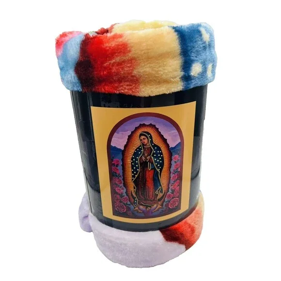 Religious Plush Throw Blanket Mother Jesus Virgin Mary 50 x 60” Super Weight NEW - Picture 1 of 4